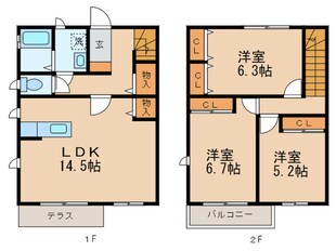 エスポワールうめみつＤの物件間取画像